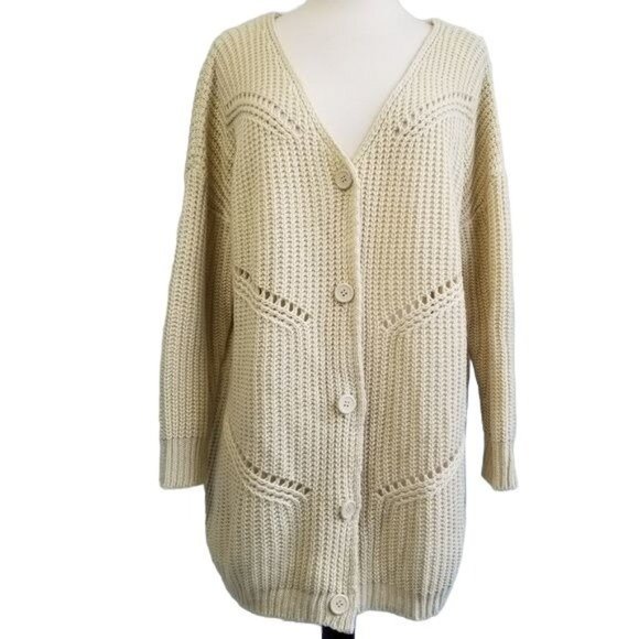 TOBI Spring Equinox Cream Button Front Cardigan Sweater Womens Size S - Picture 6 of 12